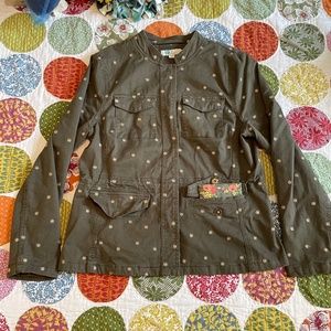 Boden Green Chore Coat with Gold Stars